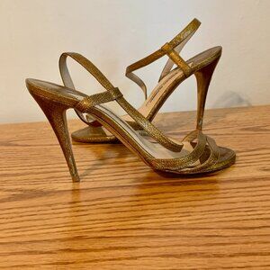 Manolo Blahnik Copper Gold 2000s y2k Strappy heels 36 Sandal Stiletto Carrie